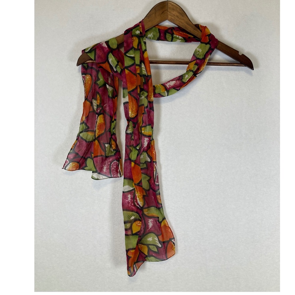 Artsy Abstract‎ Fruit Womens OS Multicolor Sheer Mosaic Lightweight Scarf